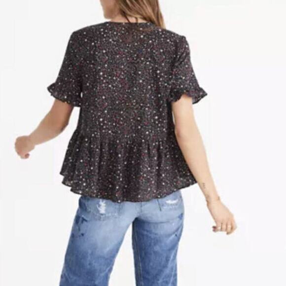 MADEWELL STUDIO RUFFLE-HEM TOP IN STARRY NIGHT SIZE SMALL - Picture 8 of 8